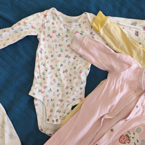 Carter's long sleeve pajamas bundle for babygirl 9 months used with stains
