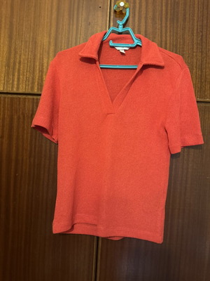 H&M Polo terry fabric women's shirt new, red