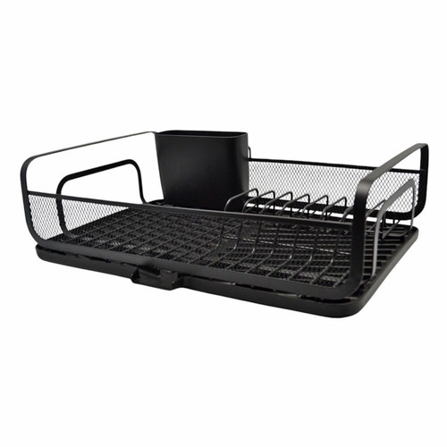 Metal dish rack with black matte tray and cutlery holder new