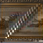  2 Πίνακες με κέντημα σετ με σκαλιστές κορνίζες