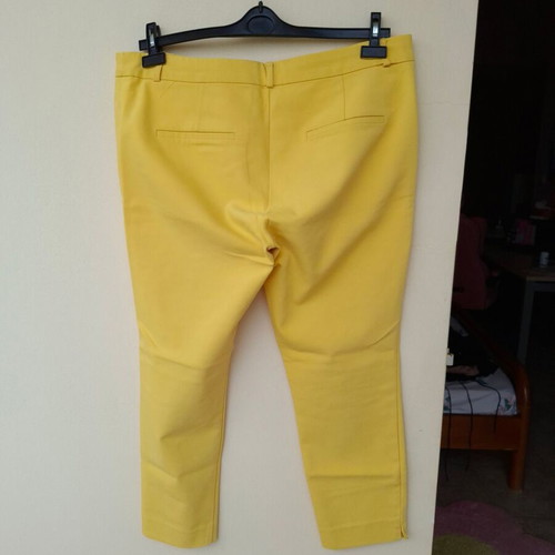 Stradivarius yellow women's office pants used, low waist, ankle length