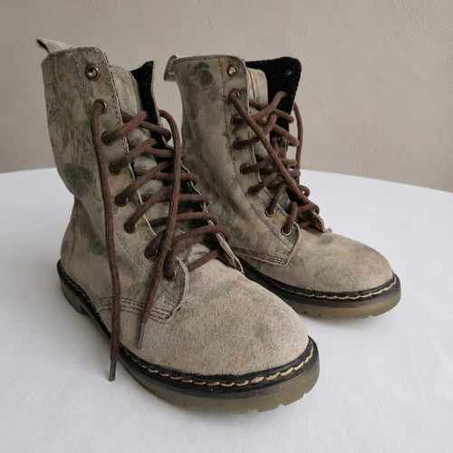 Electric Coolway Floral Suede Combat Boots used, size 36, vintage 2000s
