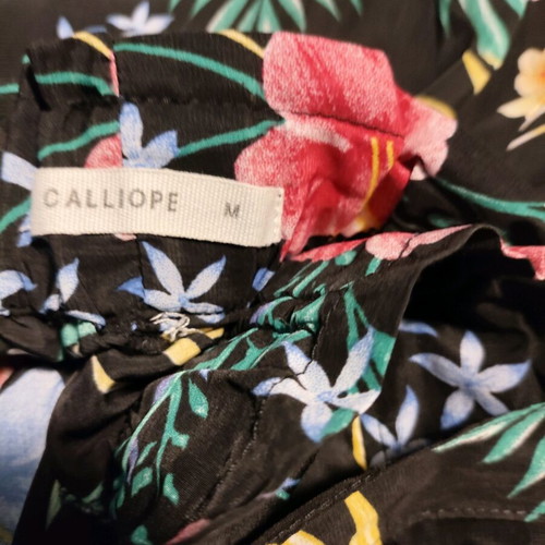 Calliope pants used with cool fabric and tropical design size M