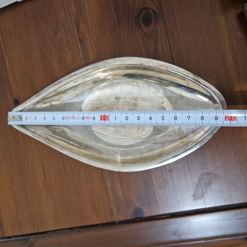 Vintage Silver-Plated Bowls Lambridis set of 2, Mid-Century Modern leaf design used