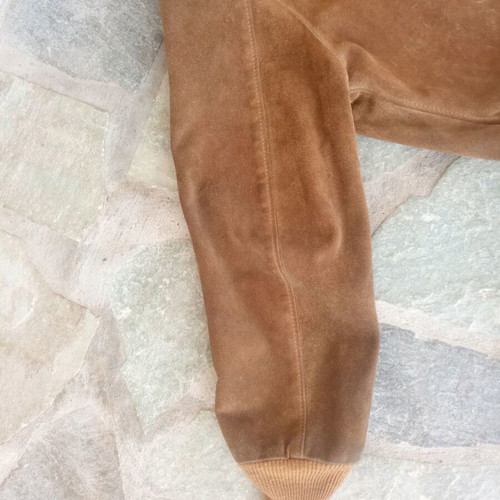 Bomber jacket Schott made of quality goat suede used, brown, size 48