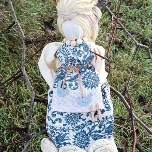 Handmade doll amulet "The Horned Goddess" natural materials