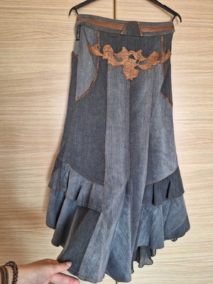 Monica Magni Γυναικεία φούστα τζην καινούργια, μέγεθος S, μπλε και καφέ