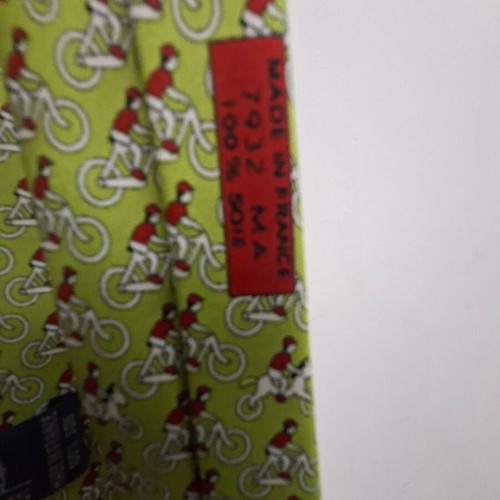 Hermès silk tie with cyclist print, vintage, like new