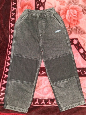 Pants with wide legs for boy like new, black and gray, 134 cm