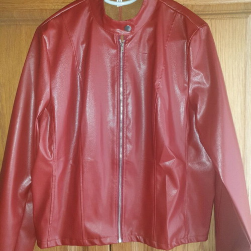 Jacket new, red faux leather, size M