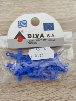 Μεταλλικοί σταυροί Diva για μαρτυρικά καινούργιοι, σετ μπλε πλαστικοί