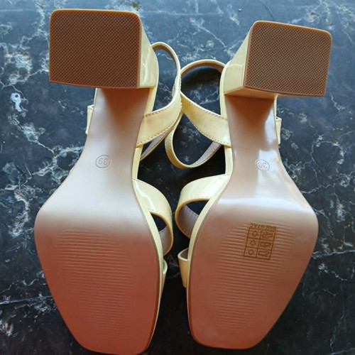 SweetShoes Lemon Yellow High Heel Sandals with Platform, New, Size 39