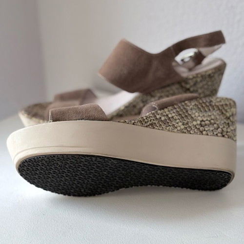 Stonefly Brown Snake Print Platform Sandals New