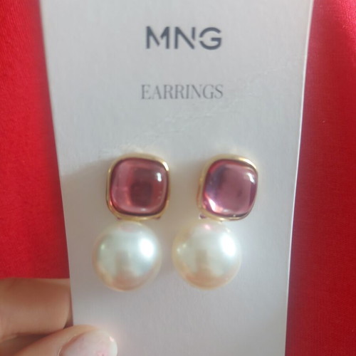 Mango earrings new, pink and gold