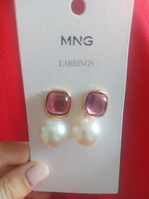 Mango earrings new, pink and gold