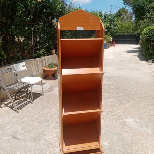 Magazine and Brochure Display Stand wooden with wheels like new
