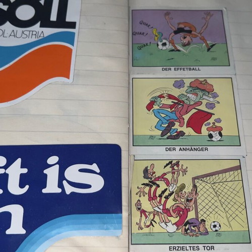 Sticker album used with football, Captain Planet, Star Trek stickers