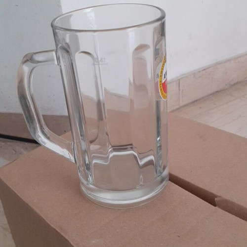 Amstel beer glasses new, set of 6, 400 ml thick glass with handle