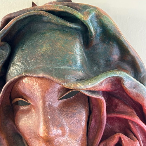 Handmade leather mask wall decor