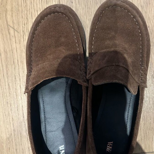 Zara loafers brown suede like new, size 39