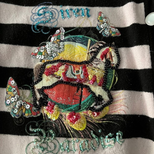 Knitted cardigan used with embroidery on back, size S, black