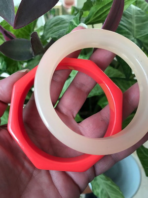 2 large Accessorize bracelets like new, milky white and coral