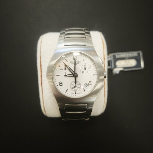 Longines Oposition Chronograph Watch L3.618.4.76.6 New Silver Dial 38mm