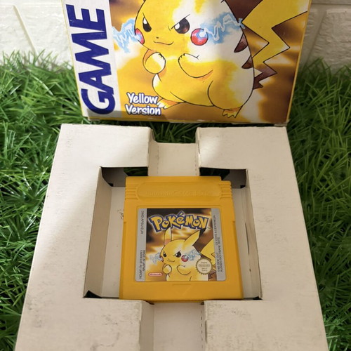 Pokémon Yellow Game Boy cartridge used with box and manual
