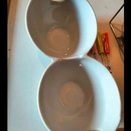 Fondue set with porcelain plates and 4 forks