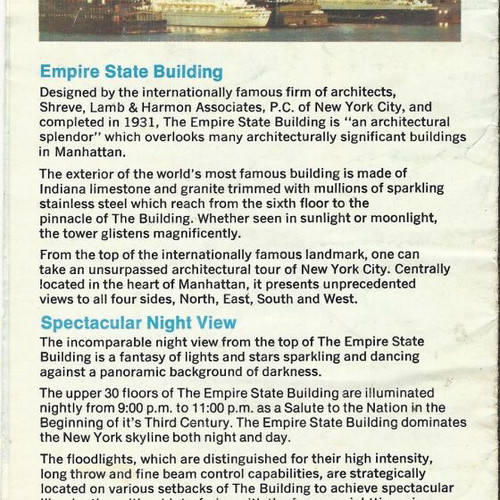 New York Empire State Building leaflet used, 1970s