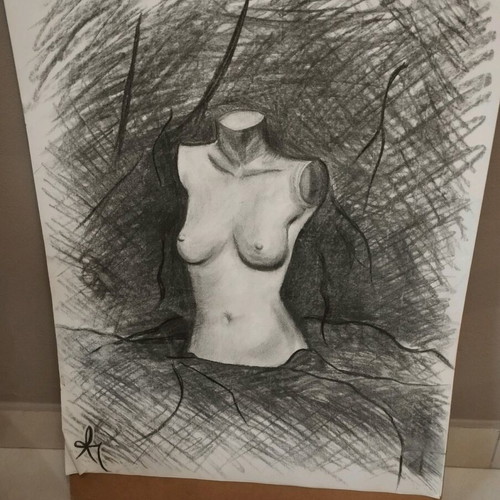 Charcoal Drawing on Paper New Artwork