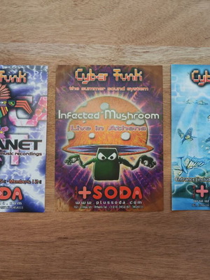 Vintage Psytrance/Goa Trance Flyer 2002 Cyberfunk, 3 used pieces