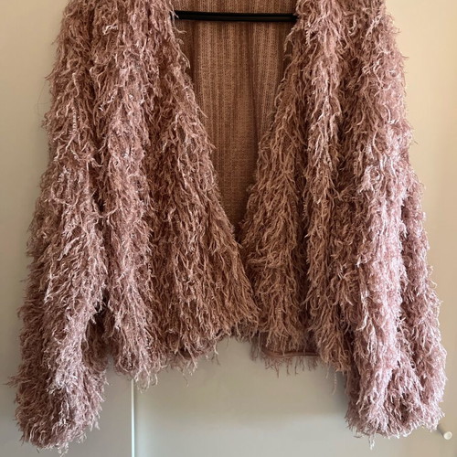 Bershka pink fluffy outerwear used, size M/L