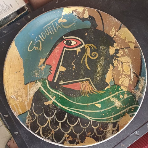 Painting by Giorgos Siountas on ceramic plate like new