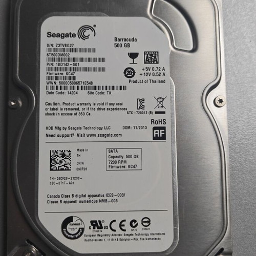 Seagate Barracuda 500GB 3.5" HDD used, minimal use