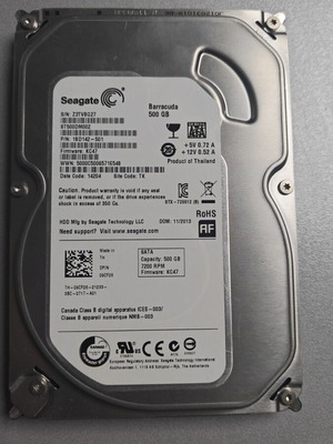 Seagate Barracuda 500GB 3.5" HDD used, minimal use