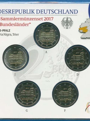 SAC Γερμανία 2 Ευρώ 2017 A-D-F-G-J καινούργιο, Ρηνανία-Παλατινάτο (blister)
