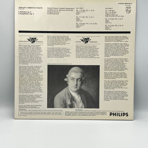 Johann Christian Bach 6 Symphonies Op. 3 used, Academy of St. Martin-in-the-Fields