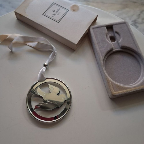 Christofle Paris decorative silver ornament used, 7cm diameter