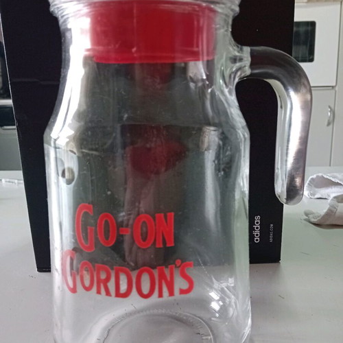 Go On Gordons glass pitcher new