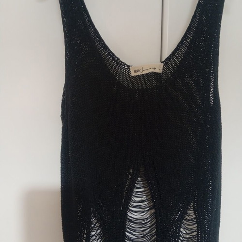 BSB black perforated blouse, size L