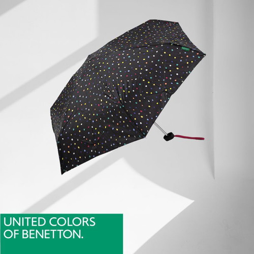 United Colors of Benetton Ultra Mini Flat Umbrella black with colorful dots