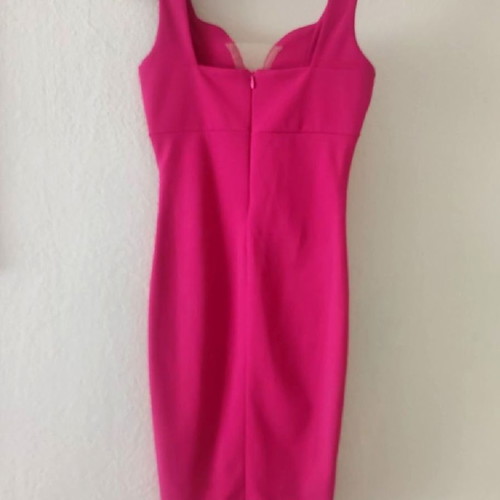 Fuchsia midi dress like new, size Small with slit and chest transparency