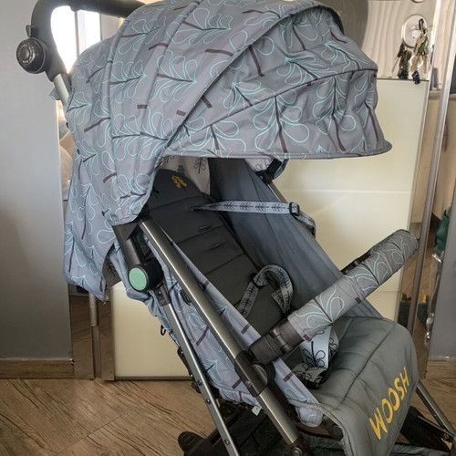 Cosatto Woosh stroller aluminum used with rain cover and footmuff
