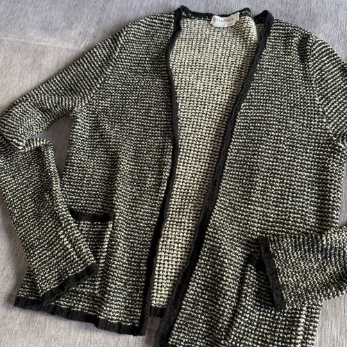 Max Mara open-front knitted cardigan black and white like new, size M