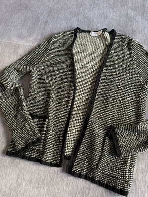 Max Mara open-front knitted cardigan black and white like new, size M