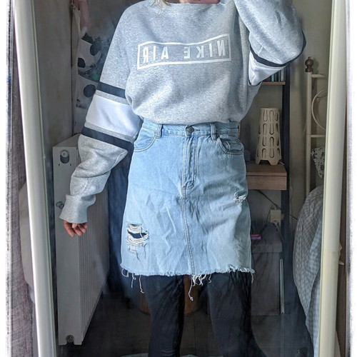 Denim women skirt used, size 36, blue
