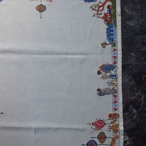 Traditional old handmade embroidered table runner used 1.02 x 0.50 m