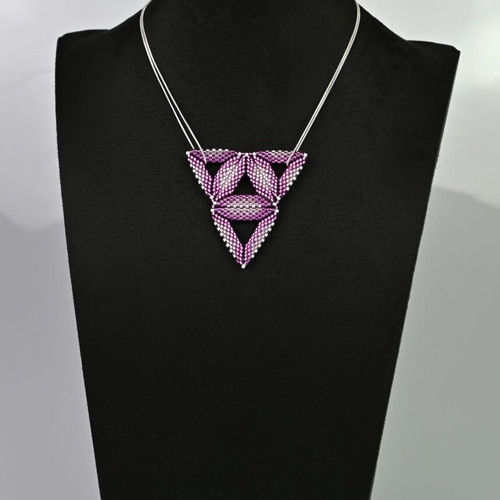 Necklace purple triangles custom made with high-quality glass beads