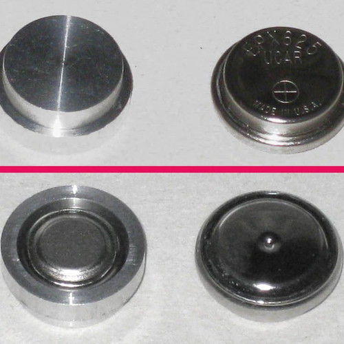 Battery adapters type 625 new, pack of two, aluminum